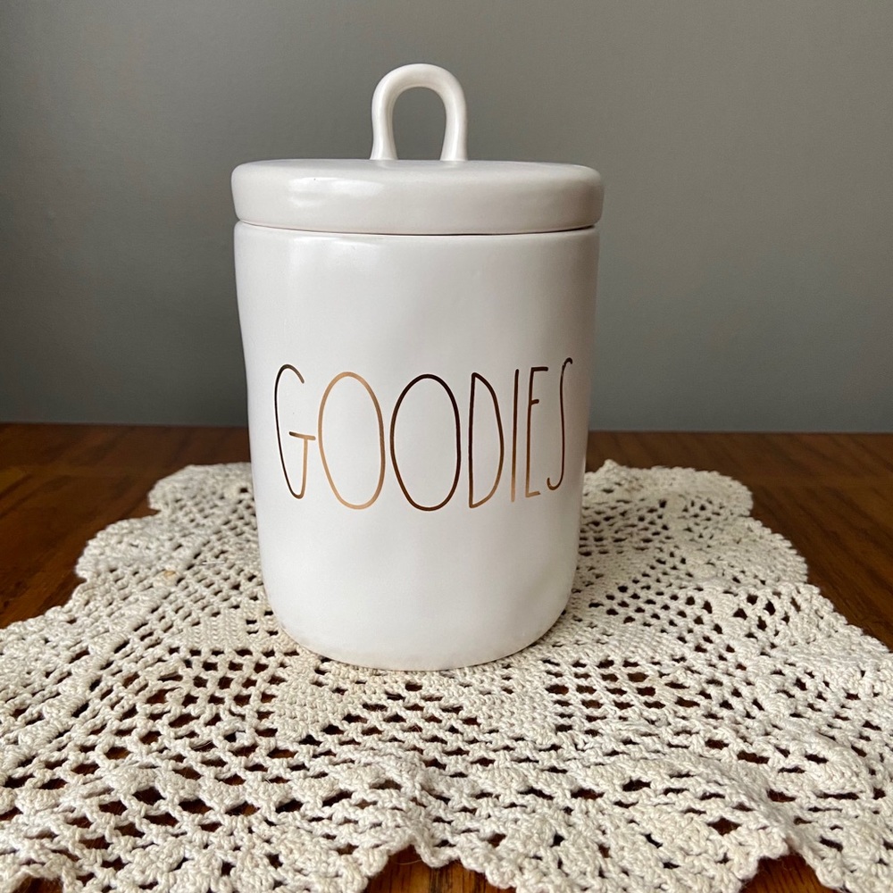 Rae Dunn GOODIES canister with loop lid